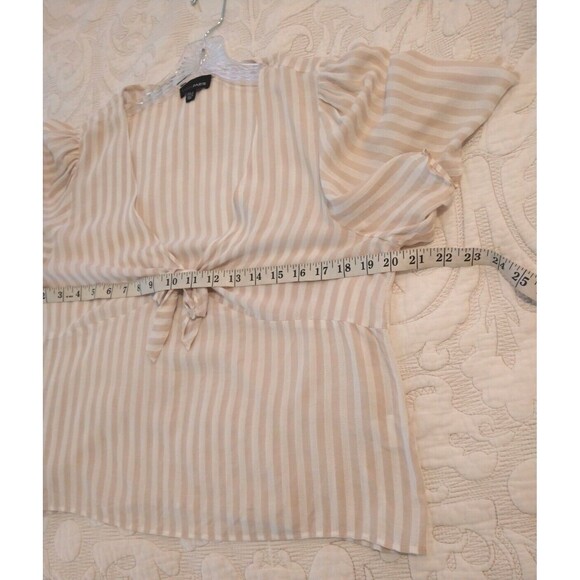 Lucy Paris Beige And White Striped 100% Viscous Blouse Large - Picture 7 of 10